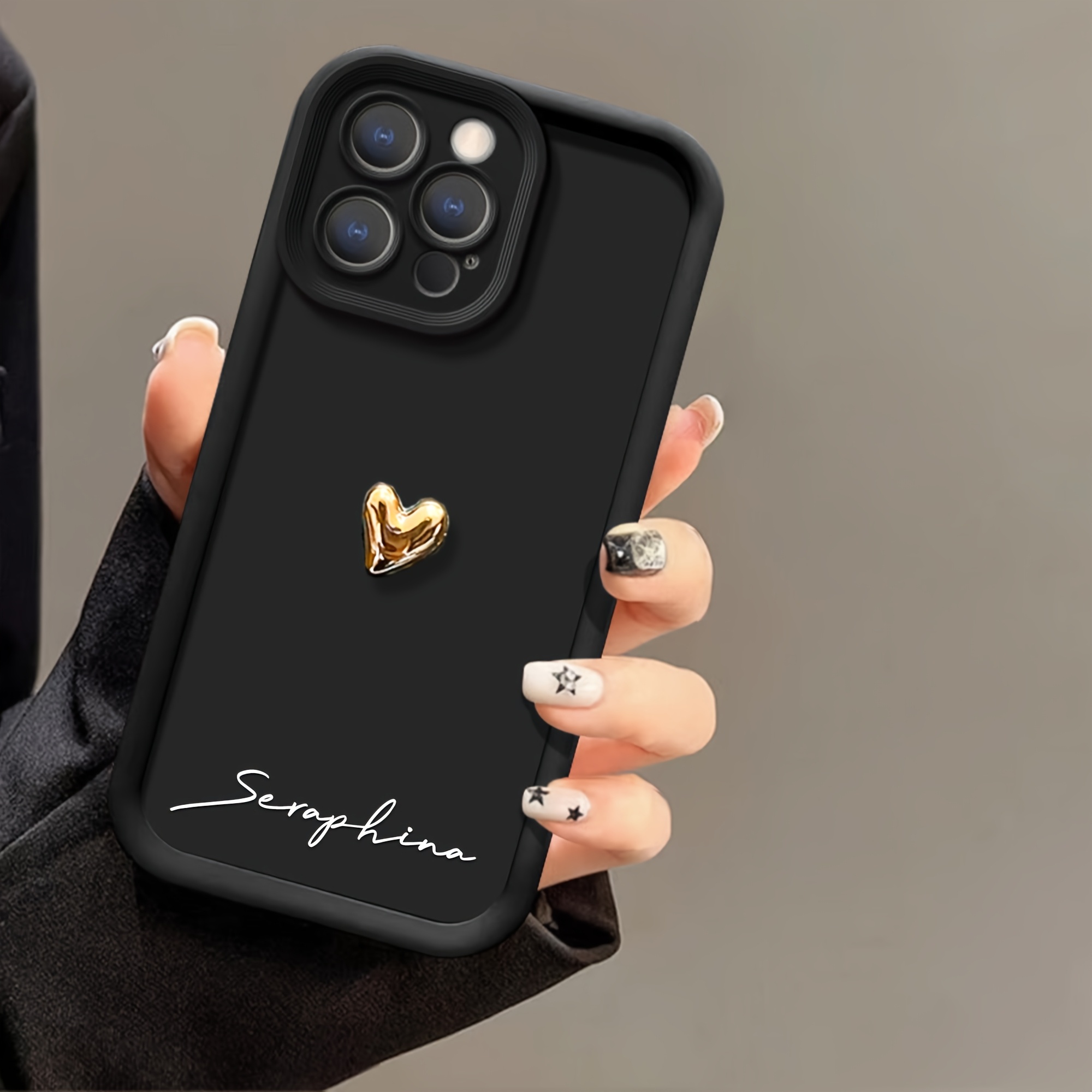 TEMU Phone Case: Personalized Custom Name 3d Heart Phone Case With Phrases Diy Signature Case Compatible With Iphone 18 17 16 15 14 13 12 11 Pro