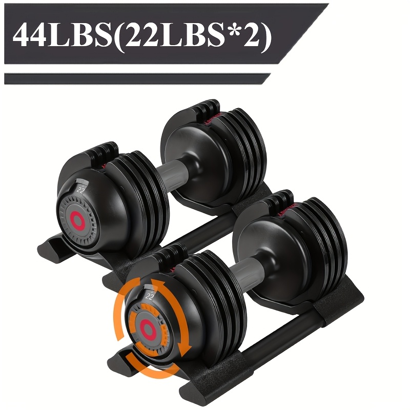 TEMU 44lbs (22lbs Pair) Adjustable Dumbbell Set, Quick Weight Adjusting Home Gym Equipment With Tray, Ideal For Full Body Workouts, Strength Training, And Fitness For .