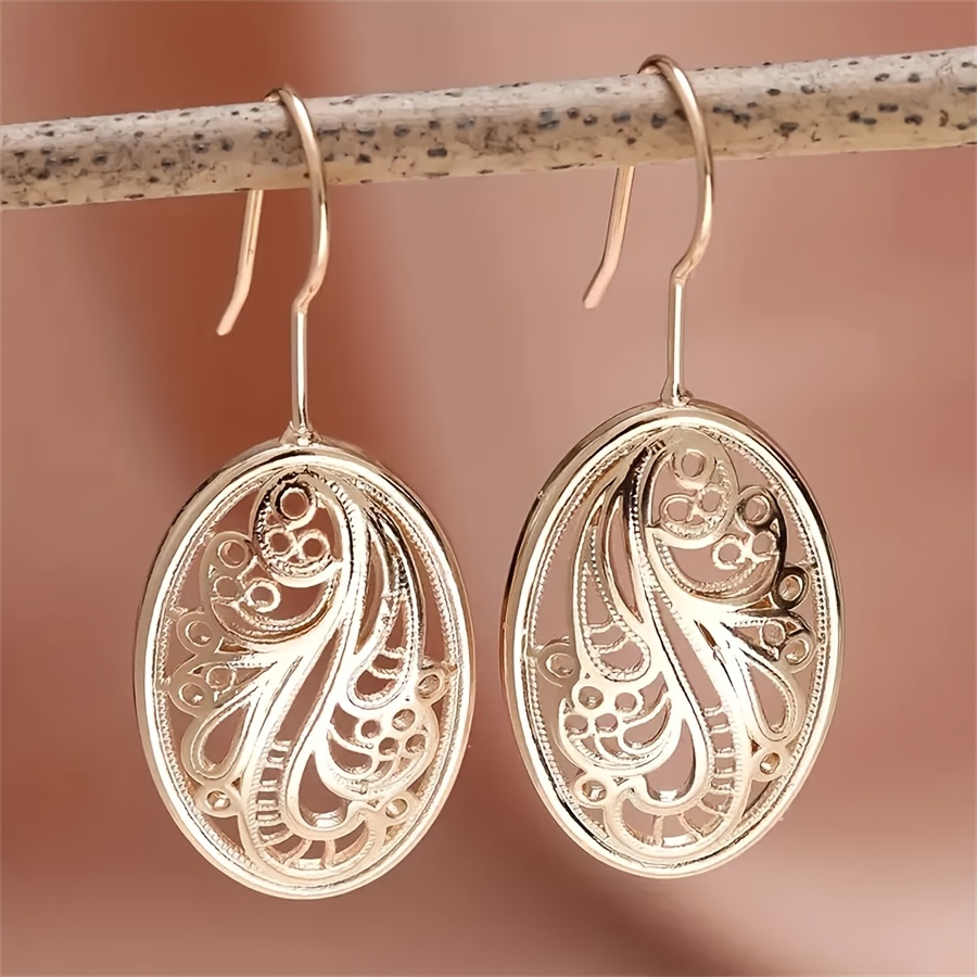 

Vintage-inspired Geometric Hollow Dangle Earrings - Alloy, & Parties