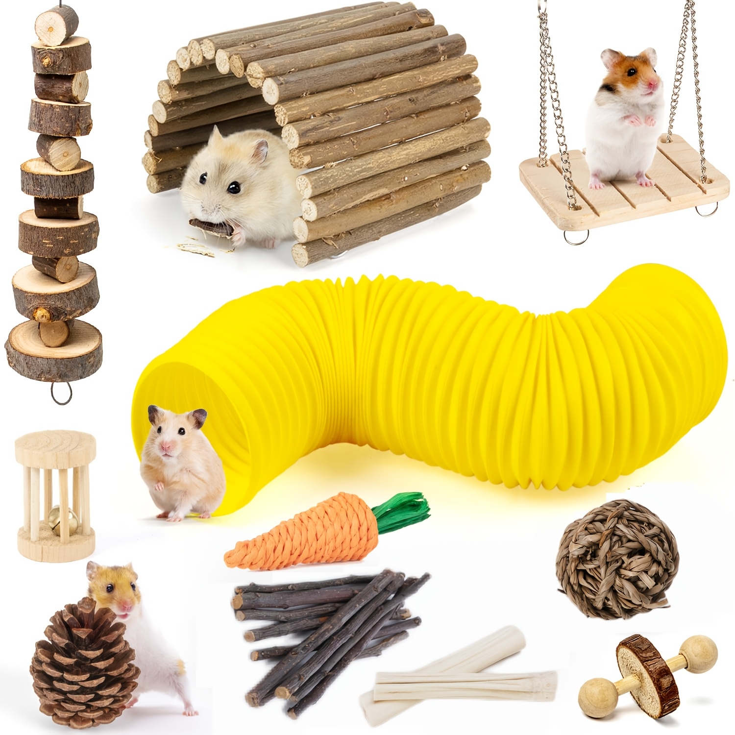 juguetes hámster accesorios jaula juguetes naturales tubos Temu