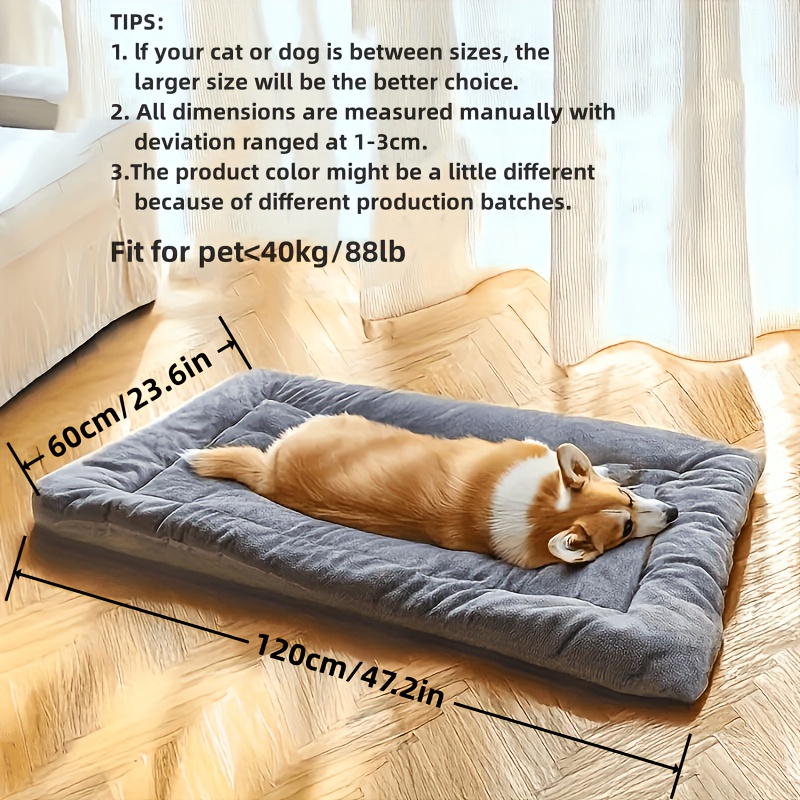 extra large plush dog bed sofa cat nest dog cage mat thickened super soft polyester pet mat suitable for small medium and large cats and dogs cute rectangular sofa 2