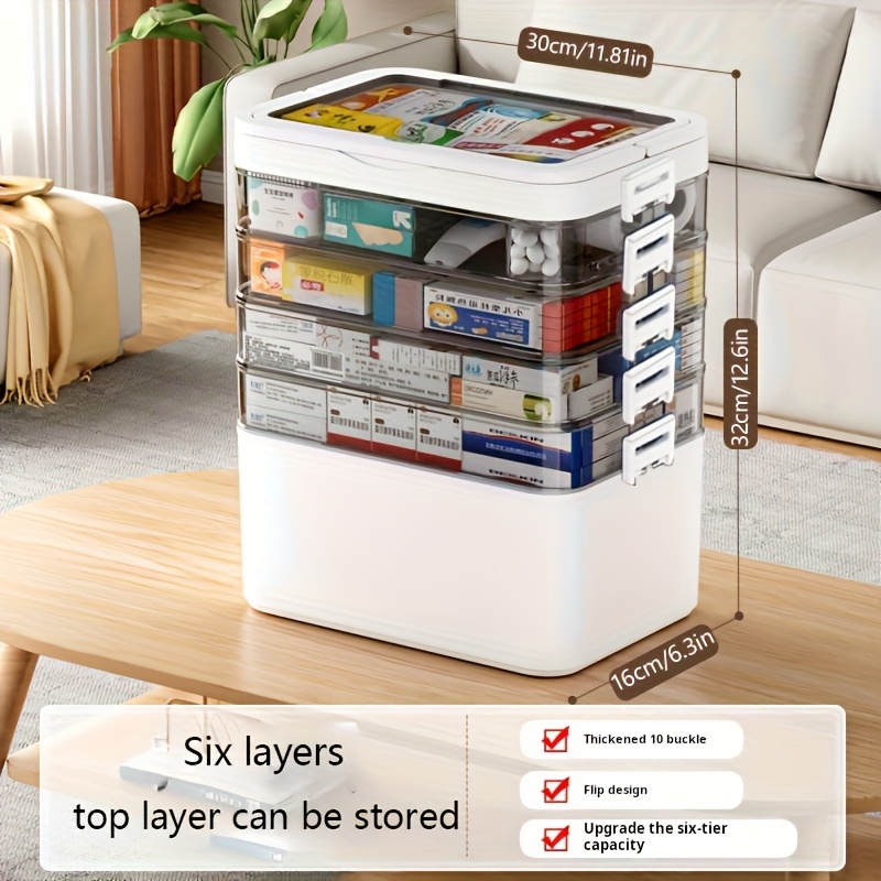 4/5/6 Layer Portable Home Storage Box, Stackable Office Stationery Storage Organizer - With Lid, Suitable For Files, Pens, Pencils, Sewing Supplies Storage Box, Transparent