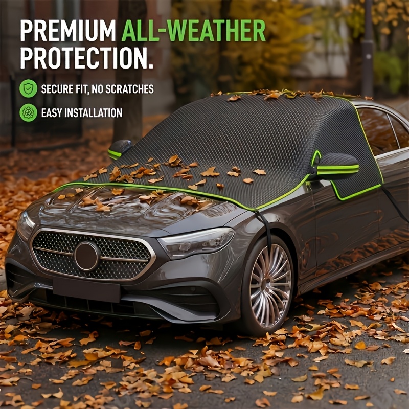 TEMU Pala magnética para parabrisas de coche, cubierta gruesa anticongelante anticongelación antinieve parasol para parabrisas con tiras reflectantes