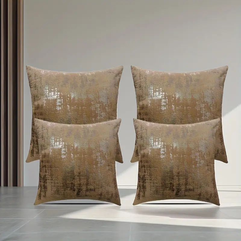 4pcs elegant print pillow covers 18x18 inch double sided shiny zipper closure machine washable polyester for living room bedroom sofa car decor covers only decorative pillows Product details 3
