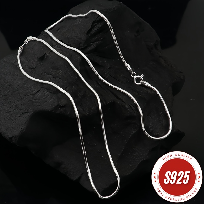TEMU 925 Sterling Silver Necklace, Handcrafted 1mm Round Snake Bone Necklace, Classic And, Suitable For - Christmas, Halloween, Valentine's Day, Anniversaries Or As A Holiday Gift - Buy 2 Get 1 Free