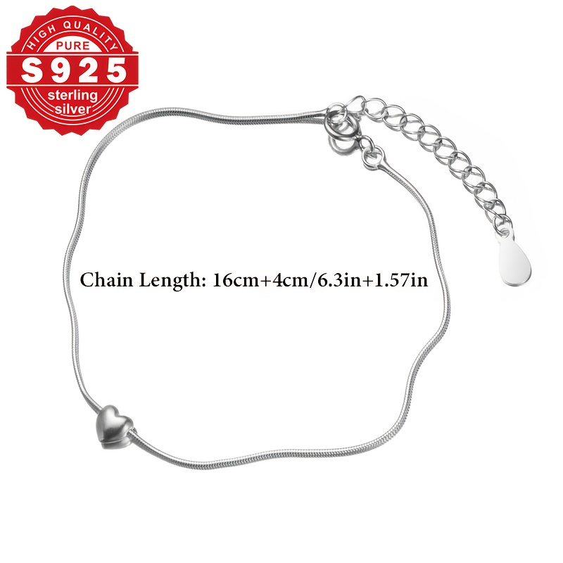 S925 Pure Silvery Heart Bracelet for Women