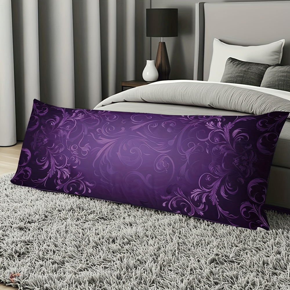 TEMU 20x54 Inch Body Pillowcase - Modern Bohemian Vintage Floral , Double-sided Purple Striped Cloud Pattern, Soft Zipper Decorative Pillowcase For