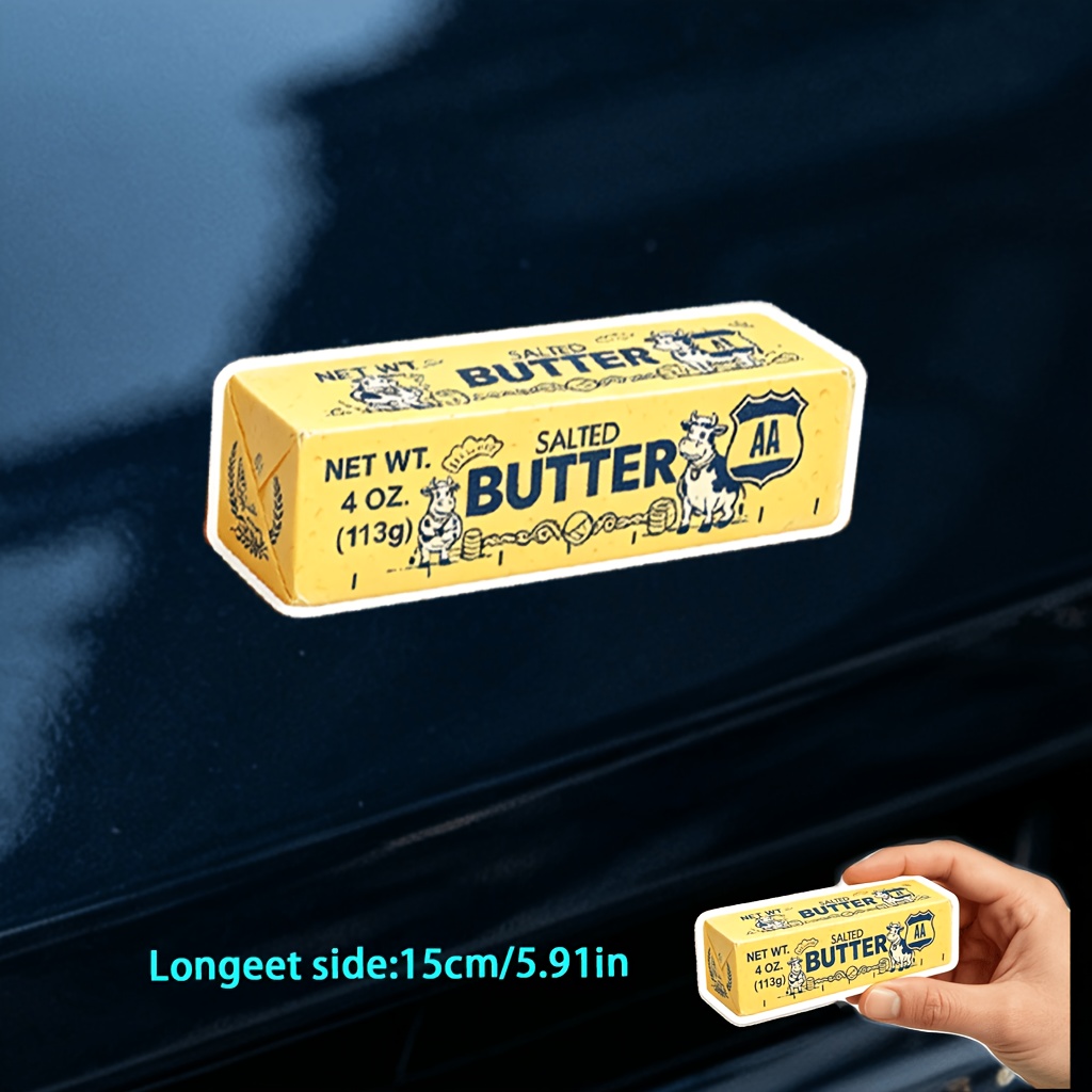 2pcs 5 91in long vinyl sticker laminated   butter stick pattern decor decal for notebook car window hat gift trendy food theme craft sticker