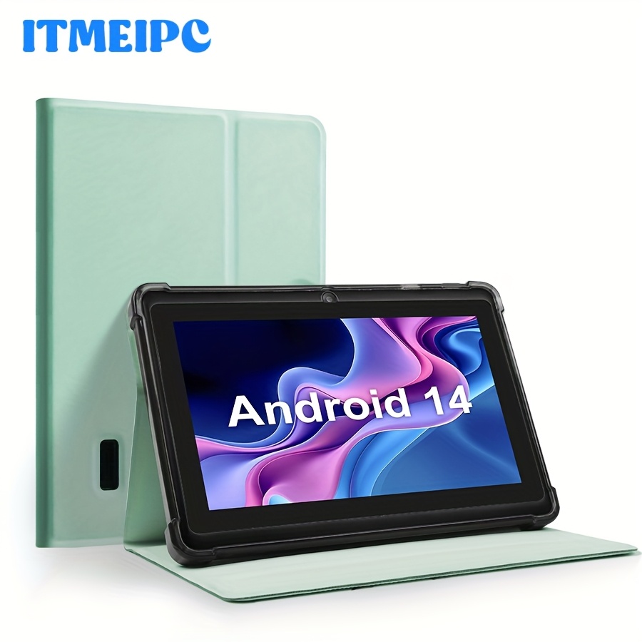 7-inch Android 14 Tablet – 4GB RAM (2+2 Expansion) + 32GB ROM, Quad-Core Processor, HD IPS Display, Dual Cameras, Supports Memory Card Expansion, GMS, with Protective Case – 2025 New Model, Tablet, Pad, Tablet, Pad