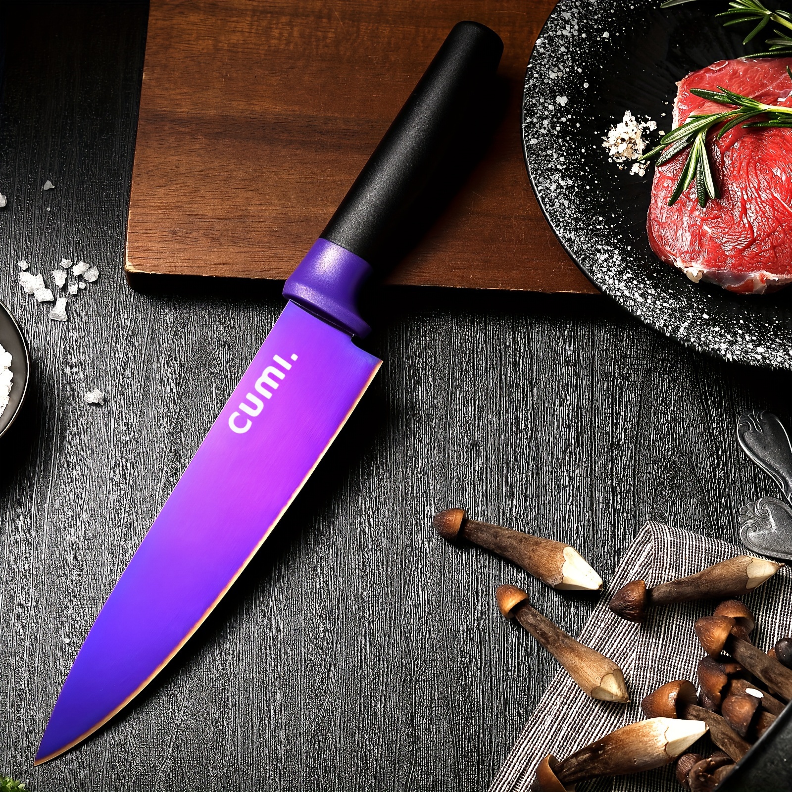 

Professional Chef Knife Titanium Coating - 8 Inch - German Stainless Steel 5cr15mov Kitchen Knife Razor Sharp Knife - Professional Chef Knives Meat Cleaver Knife