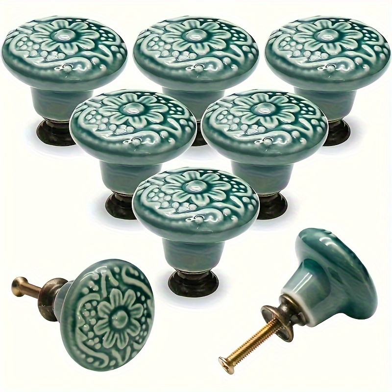 

12-pack Antique Metal Cabinet Knobs, Ceramic Drawer Pulls With Installation Screws For Dresser, Chest, And Door Handles