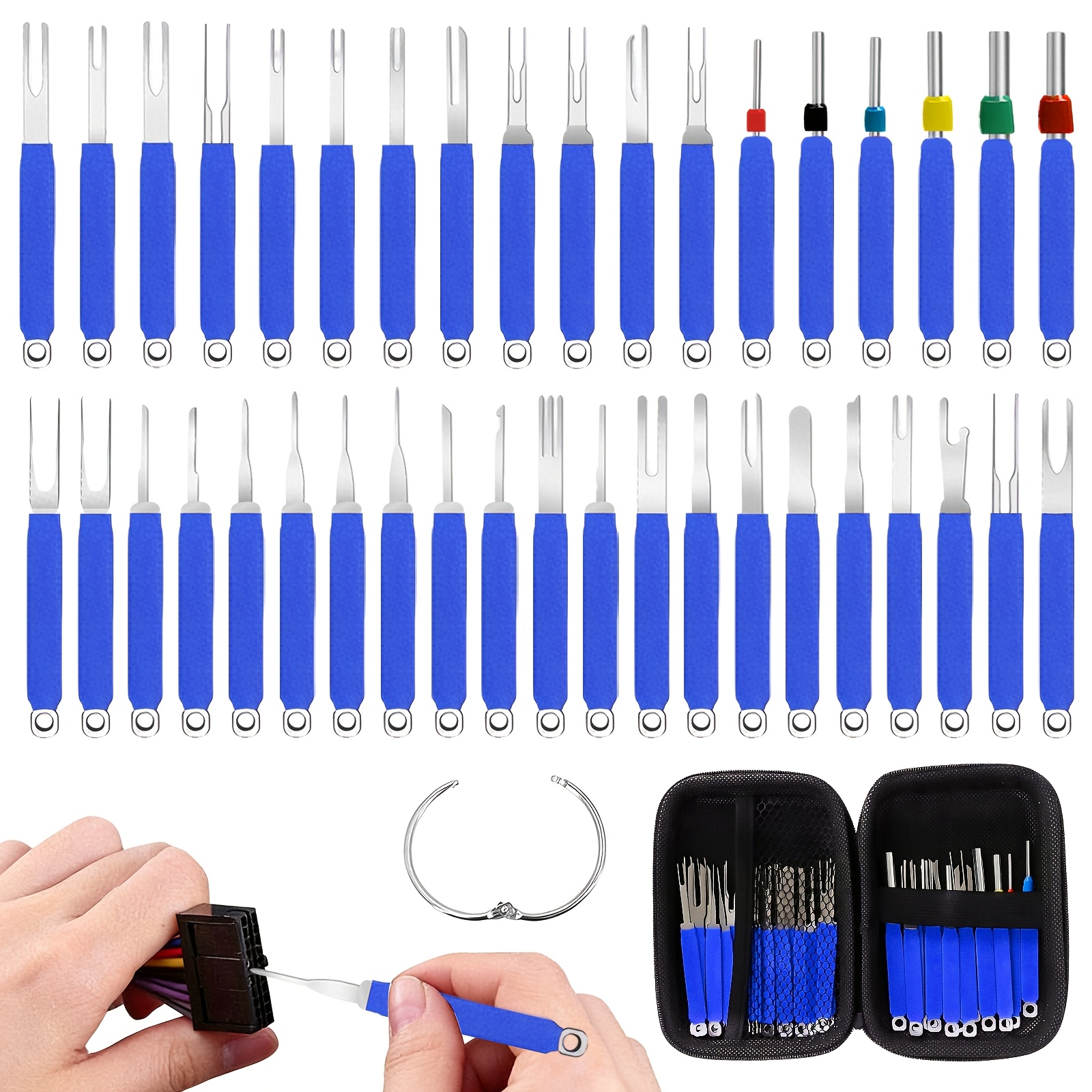 Temu – TEMU 39pcs Terminal Removal Tool Kit, Single Pin, Double Pin & 3 Pin Extractor, Removes Electrical Pins From Connectors, Wiring Harnesses & Sensors