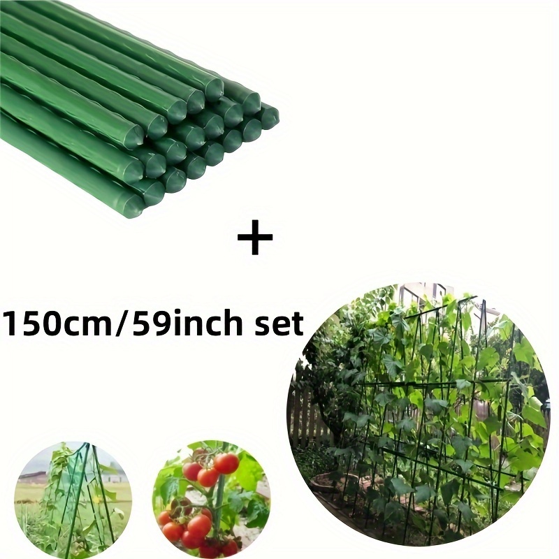 

59" Support Stake & Connector Kit - Pvc-coated Metal For Tomatoes, Eggplants, & - Includes 16 Stakes & 8 Connectors