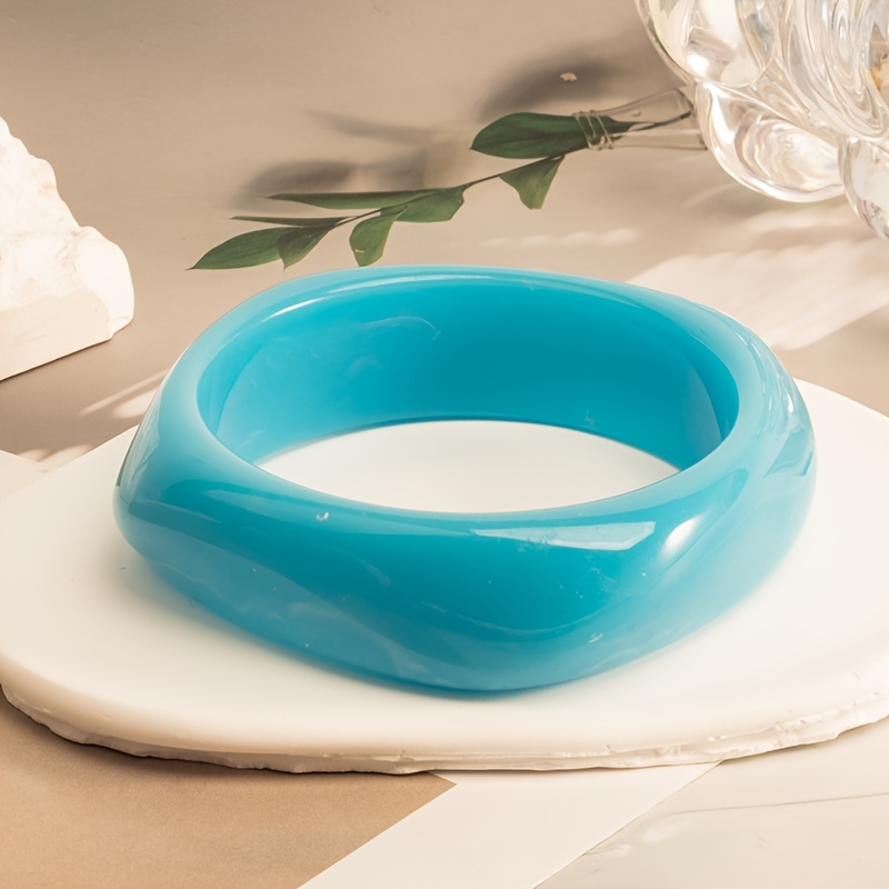 3pcs Irregular Resin Bangle Set, Premium Fashion Wide Bangles