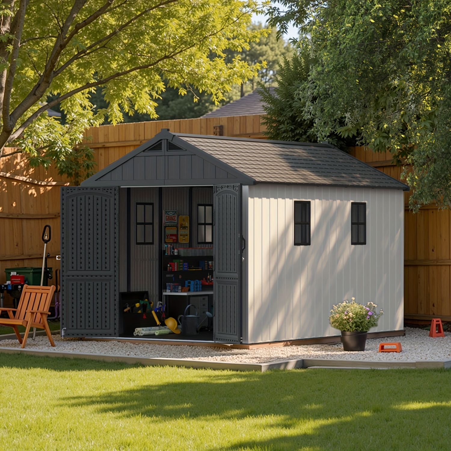 AJP Distributors 4.4ft x 2.3ft 52 Cu Ft Outdoor Storage Shed, Waterpro, image size:1500x1500