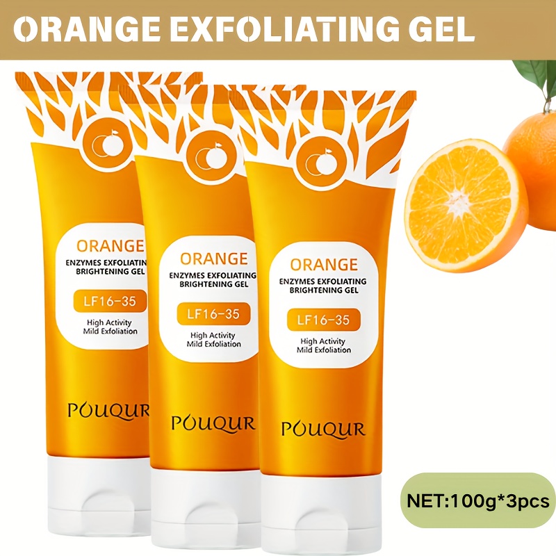 TEMU Set Of 3 Orange Facial Scrubs For And Exfoliation, Free From Alcohol, Hydrating, For Types, Travel-friendly Size
