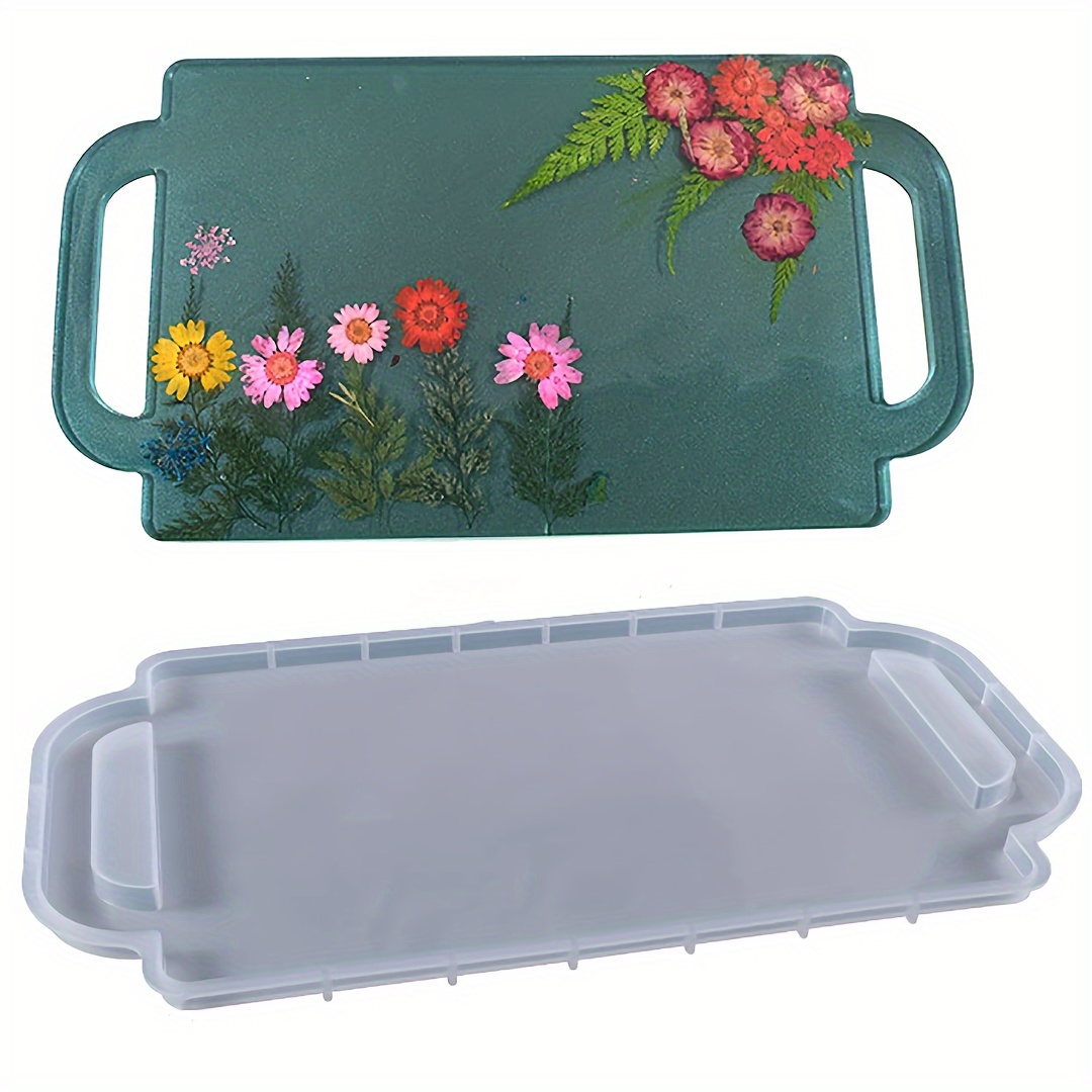 

1pc Handle Tray Silicone Mold, Rectangular Epoxy Silicone Resin Pouring Mold, Used For Cup Tray Making, 3d Diy Making, Decoration, Very Suitable For Family Display And Party Supplies