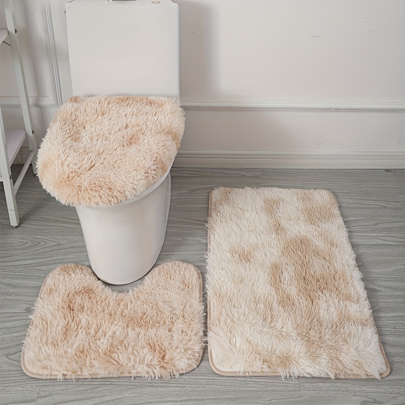 TEMU 3pcs Rug Set - , Polyester U-shaped Mat & Absorbent Pvc Backing - For , , Rv