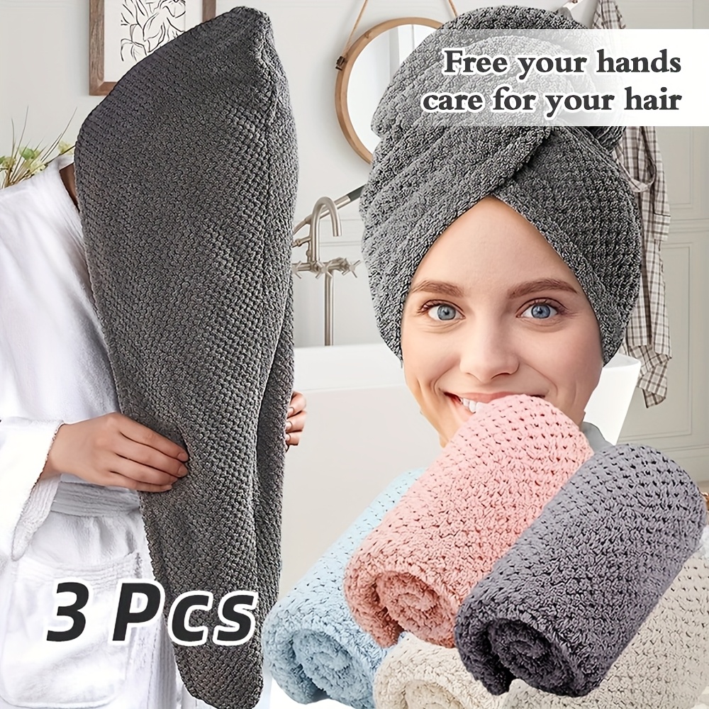 

3pcs Fast Drying Microfiber Women's Hair Towel Wrap Package, Super Absorbent Soft And Comfortable Dry Curly Hair, 9.8 "x 25.5