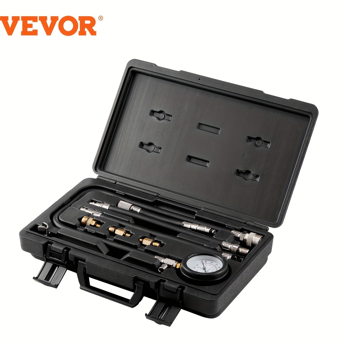 TEMU Vevor Tester Adapter Kit, 9 Pcs Automotive Engine Test, 0-300 Psi, Long Hoses And For Engine Cylinders