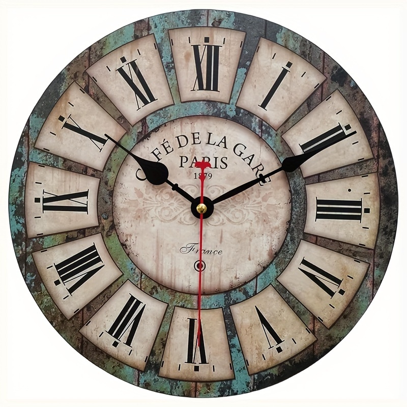 TEMU Retro Farmhouse Home Decor Clock, Interior Decoration Silent Clocks, Rustic Country For Kitchen, Bedroom, Living Room, Office, Vintage Decorative