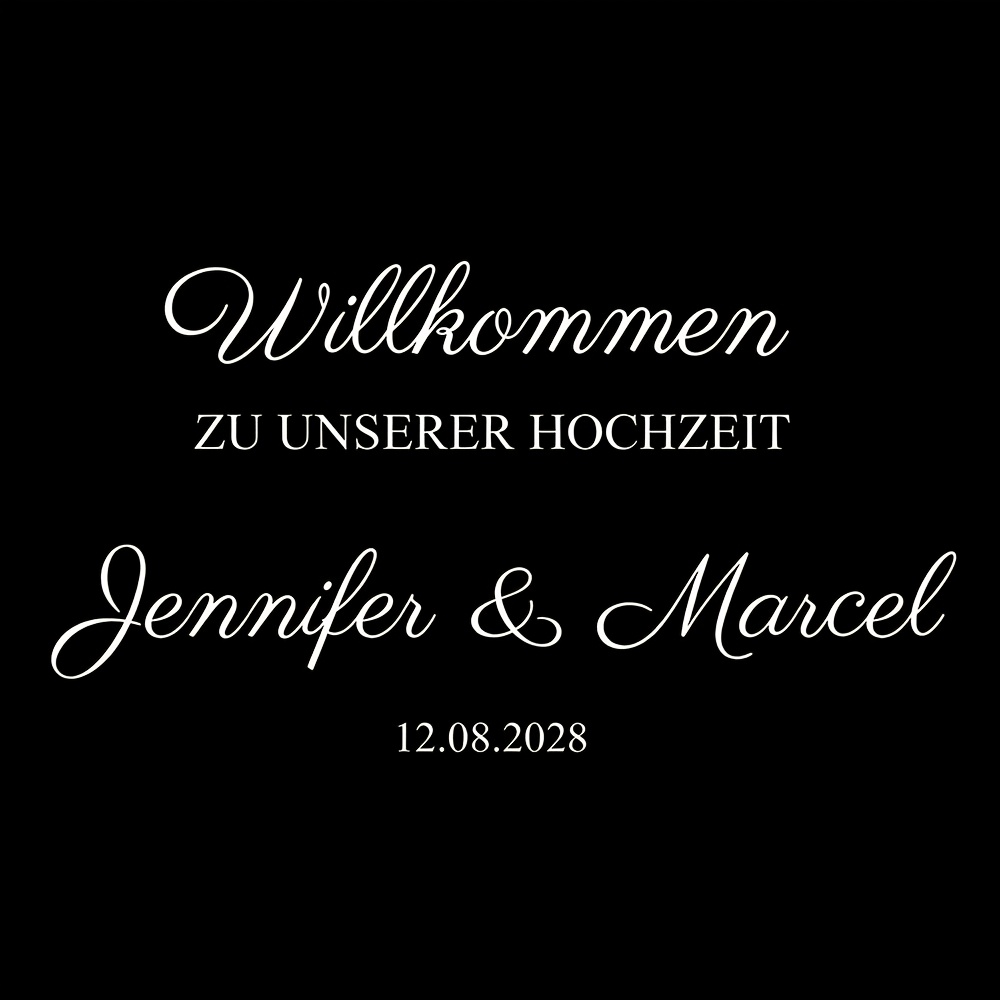 Image of 50x27.2cm Artistic Font German Welcome Custom Name Date Address Easy Vinyl Wall Sticker, Personalized Custom Minimalist Light Luxury Party Sticker S2653