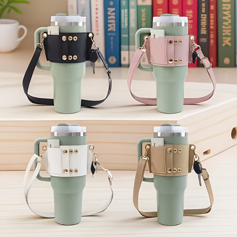 item picture adjustable cup sleeve compatible for 40oz insulated tumblers with coin purse lanyard holder hands free carry for holder for commuting outdoor travel gym suitable for tumbler