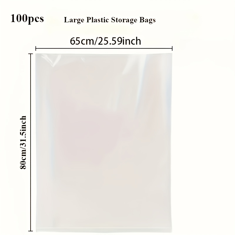 Image of 100pcs Oversized Transparent Plastic Storage Bags - Dust Bag, Blanket, Bedding Storage Bag - Perfect For Back To School Relocation And Dormitory Bed Storage, Packing, And Wardrobe Organization!