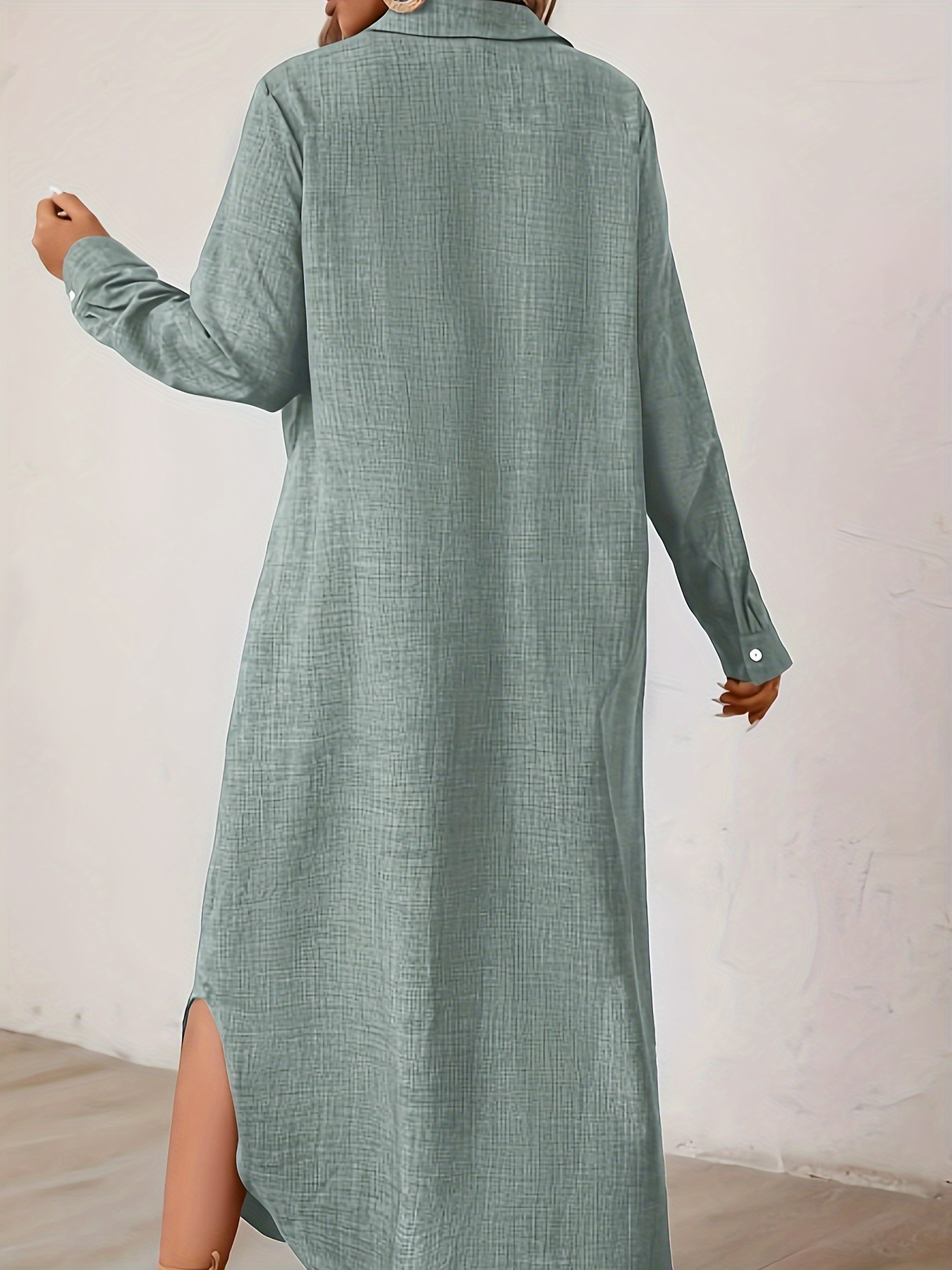 Maxi Dress Cos Long Sleeve Dress Plus Size Womens Fashion Casual Solid  Color Long Sleeve Temu Saudi Arabia