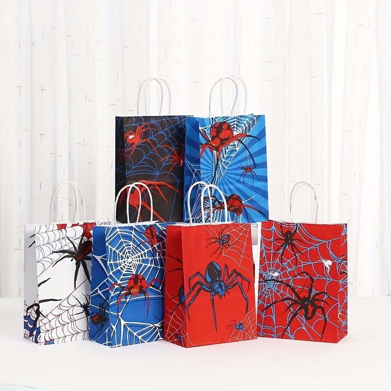 

12pcs Spider Theme Paper Gift Bags For Birthday Parties, Holiday And Decorative Party Gift Bags, Ladies Handbags