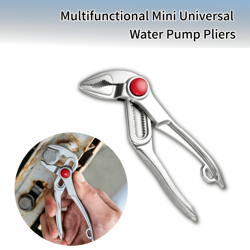 TEMU Mini Pince à Eau à Réglage Rapide, Pince à Mâchoires Multifonctionnelle Antidérapante avec Embout de Tournevis, Outil Manuel Portable pour