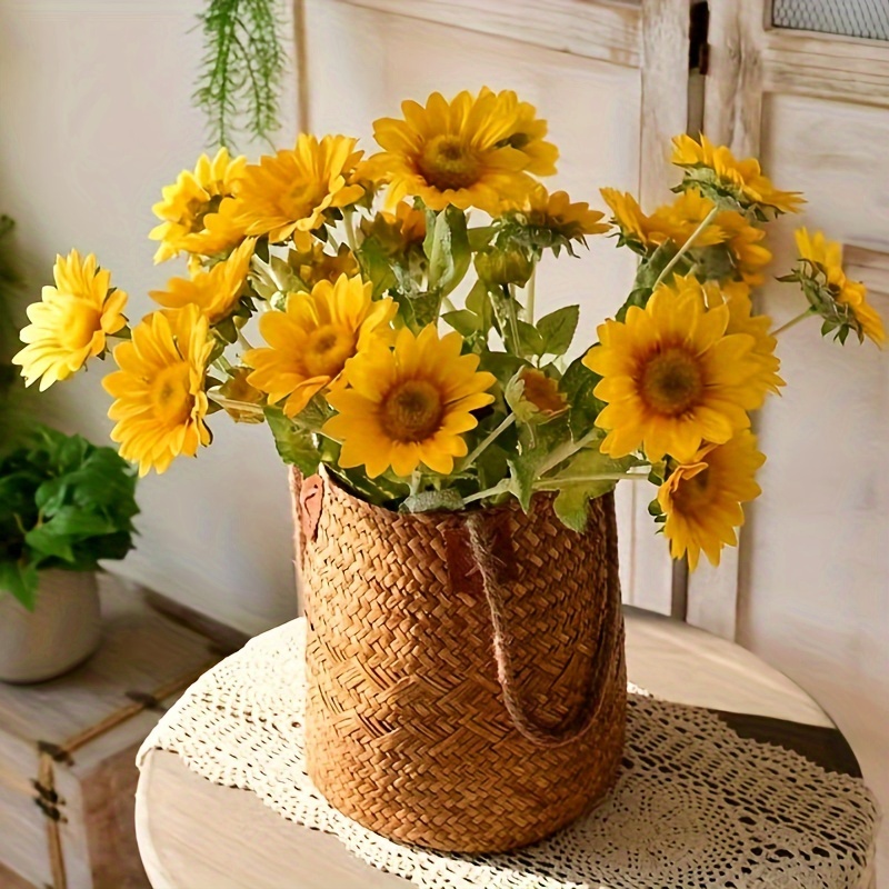 Composizione floreale di girasoli finti SILKE in vaso decorativo, giallo,  20cm, Ø10cm