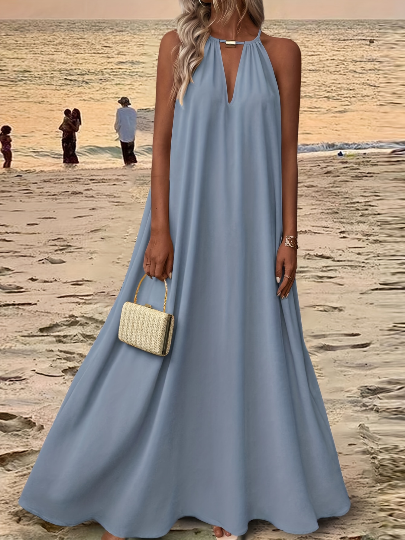 long black dress plus size Ever-Pretty A-Line Pleated Chiffon Tie-Waist Evening Dress main image 0