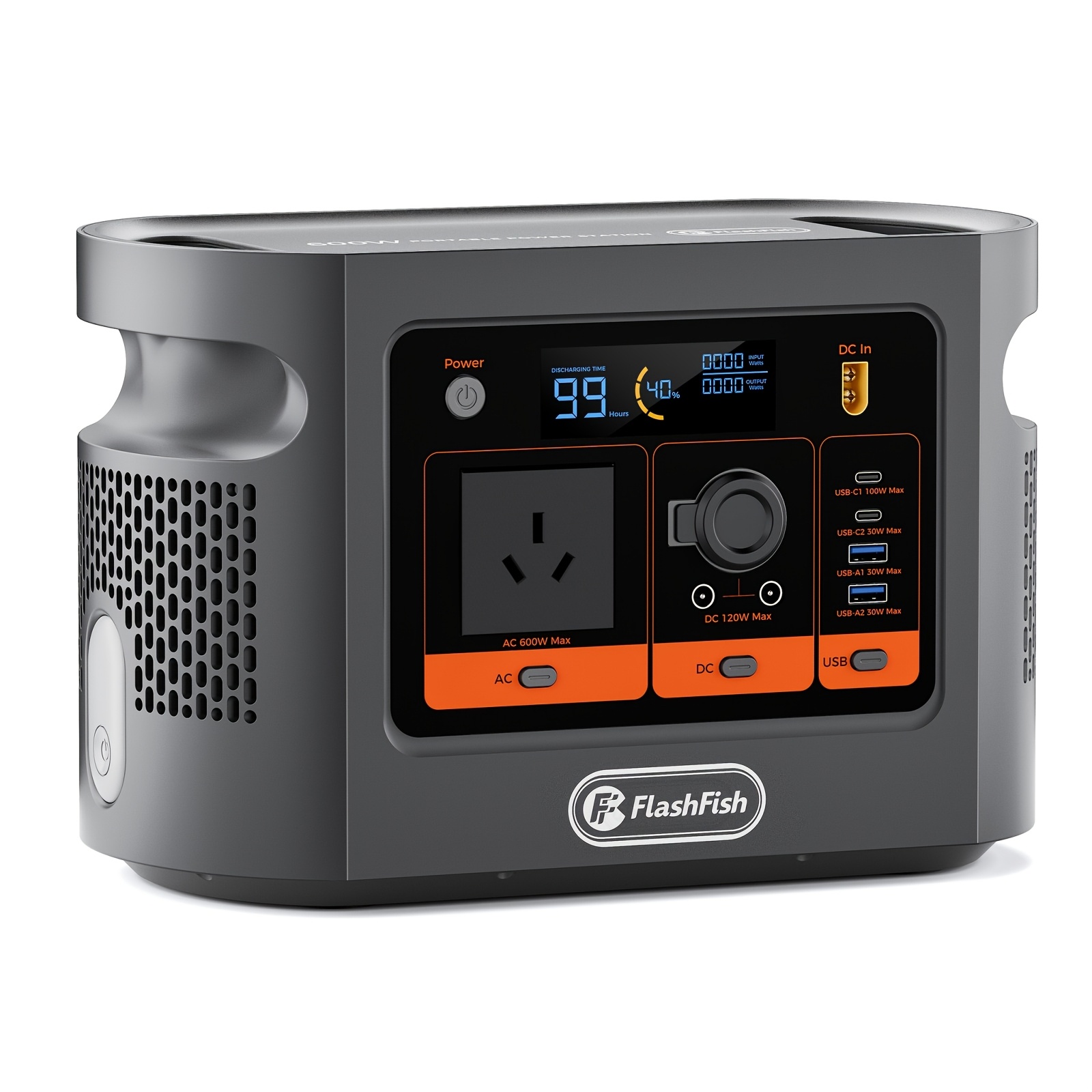 TEMU 600w Portable Power Station, 384wh Lifepo4 Battery Backup, Pure Sine Wave Ac Outlet 600w Power Generator For Camping, Rv, 4wd, , Fishing & Home