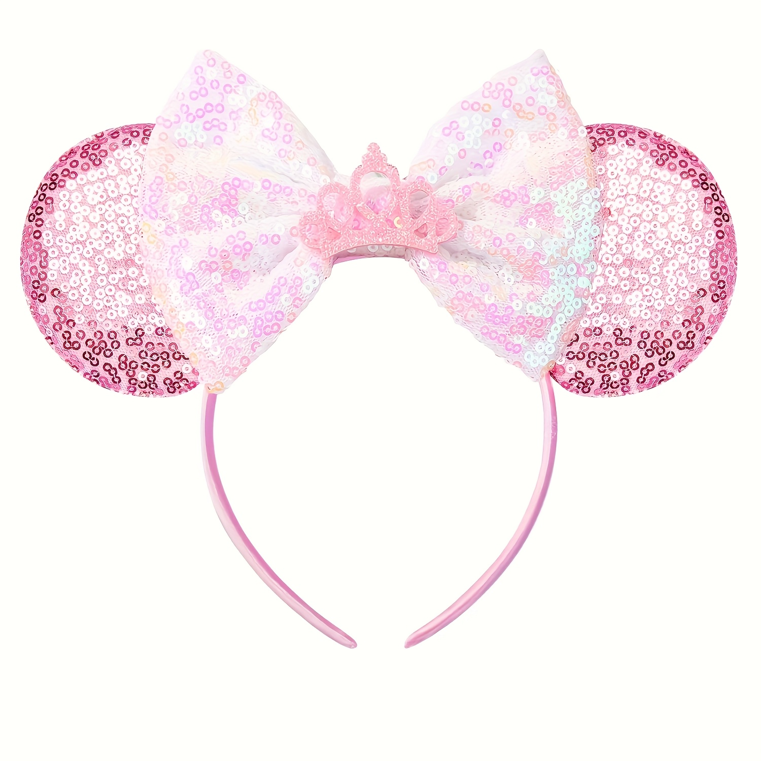 

1pc Of Disney And Mouse Ears Headband - A Sparkling Sequin Princess Cosplay Hair Accessory, Featuring A Cute Anime Design, Made Of Plastic, Hand Wash Only - Theme Park Headwear.