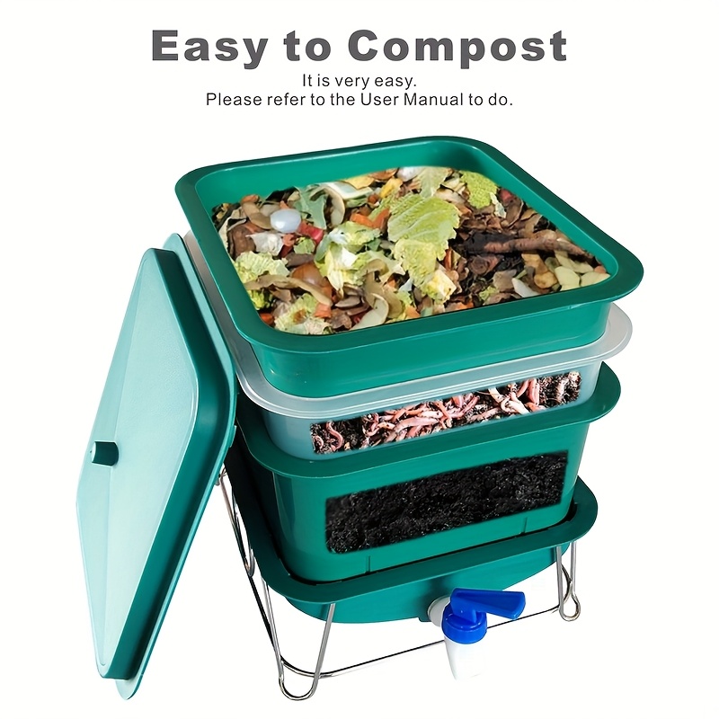 15L Worm Farm 3-Tray Vermicompost Bin Compost Box