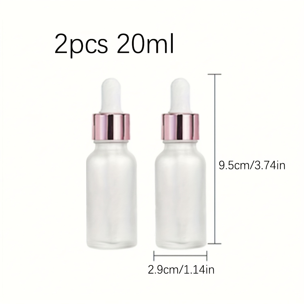 TEMU 2pcs 5ml/10ml/15ml/30ml Dropper Glass Bottles Refillable Rose Lid Cosmetic Container Frosted Glass Liquid For Essential Massage Oil Pipette