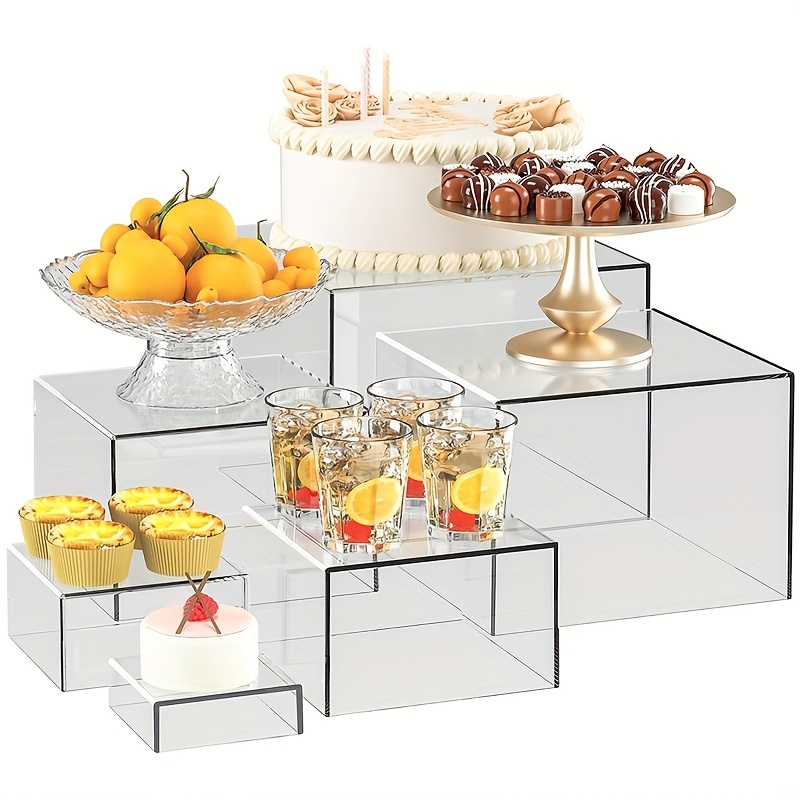 TEMU 6pcs Acrylic Display Set - Buffet Table Risers, Display Stand, Dessert Table Display Set, Home Decor Display Base, Multi-tier Cake Stand, Buffet