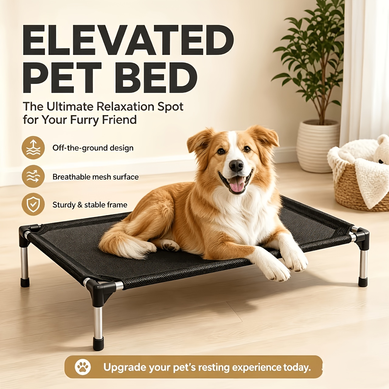 TEMU Pet Travel Bed/ Multi-sizes Available, Suitable For Cats/ Small Dogs/ Medium To Large Dogs, Wear-resistant Mesh Raised Bed , Breathable