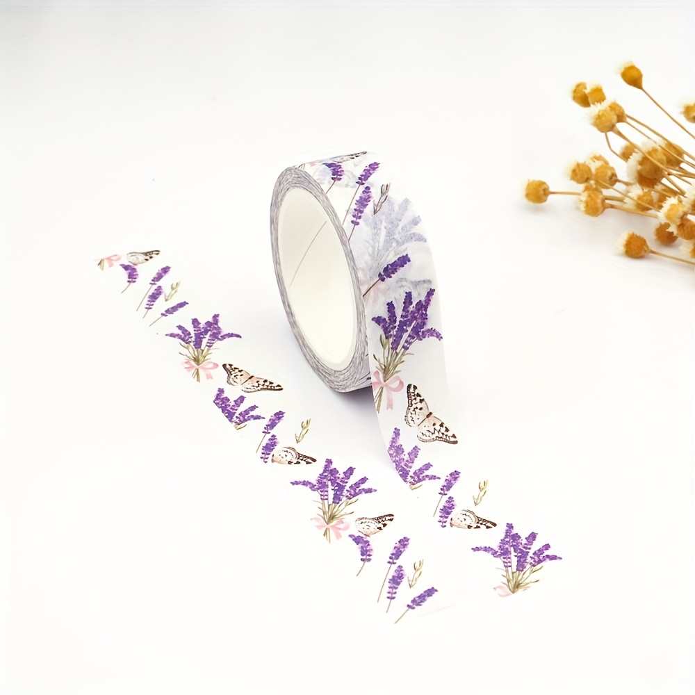 

1pc Lavender Flower Tape Adhesive Office Supplies Stationery Washi Tape Diary Sticker Gift Wrap Decoration Handmade Tape