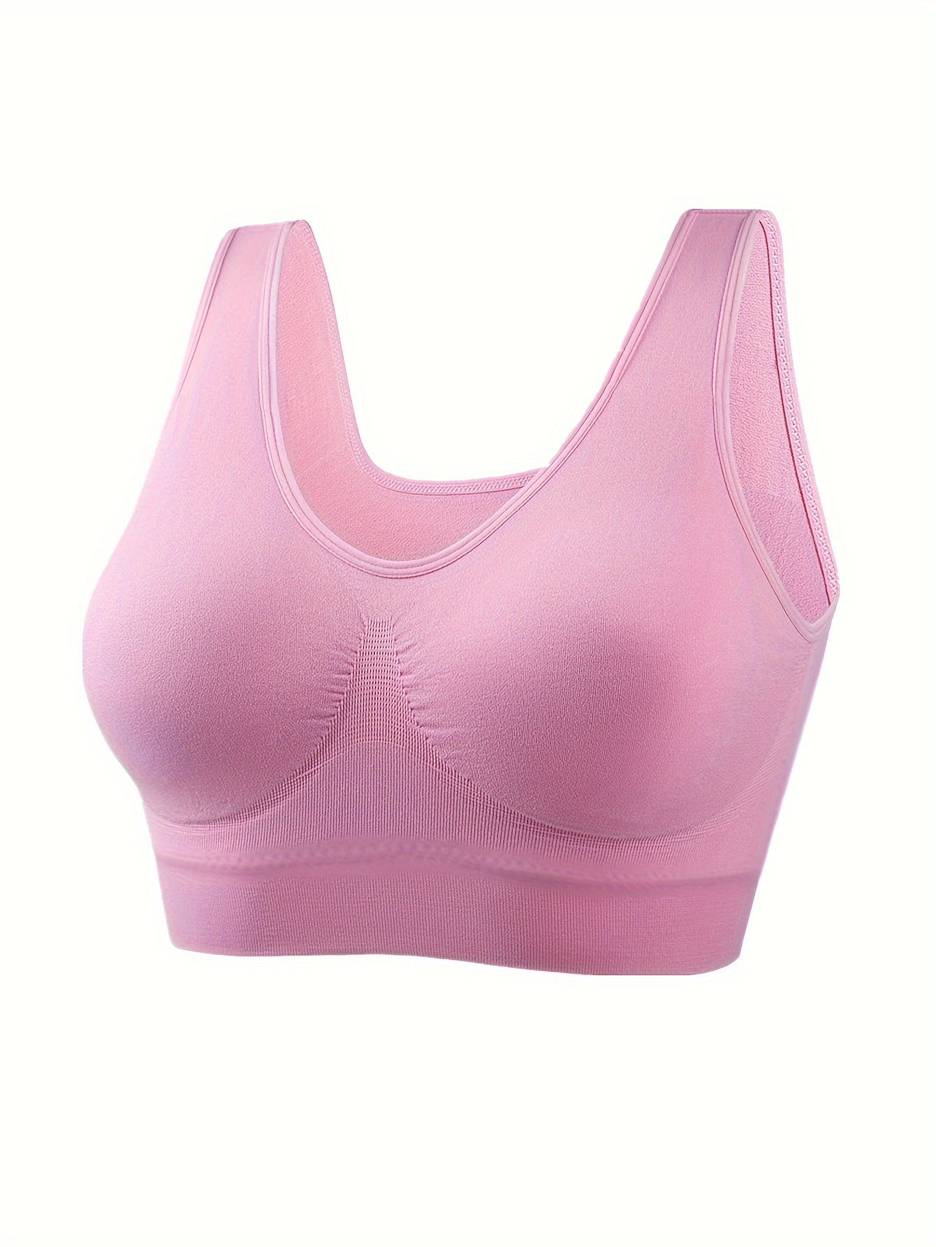 3pcs Women's Plus Size No Underwire No Padding s Bras - Single-Layer Backless Design, Medium Support Seamless Bras for Running Workouts, Pastel Pink Lavender Blue, Essential, Backless Vest Style, Medium Elasticity