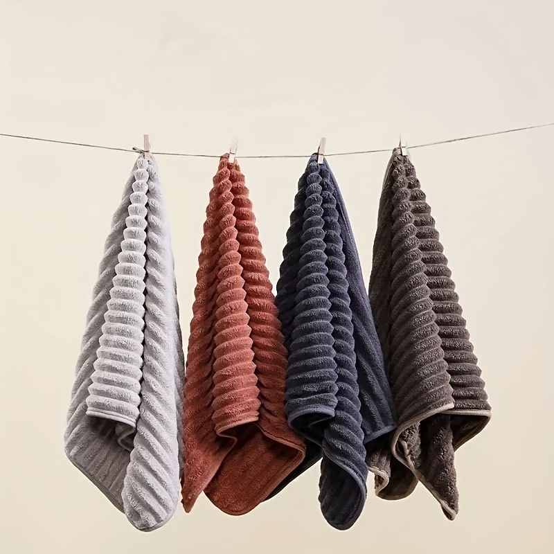 

3pcs Modern Striped Hand Towels - Lightweight, Quick-dry Polyester, Square With Hanging Loop For Kitchen & Bathroom, & More, Hand Towels For Bathroom