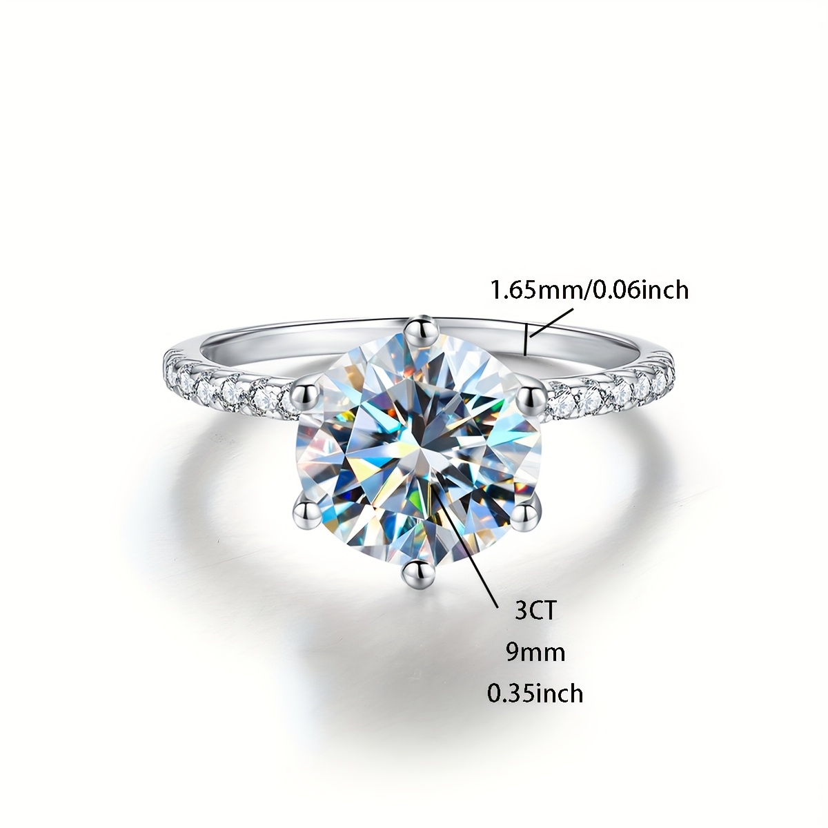 3CT Moissanite Engagement Ring S925 Sterling Silver Promise Eternal Ring