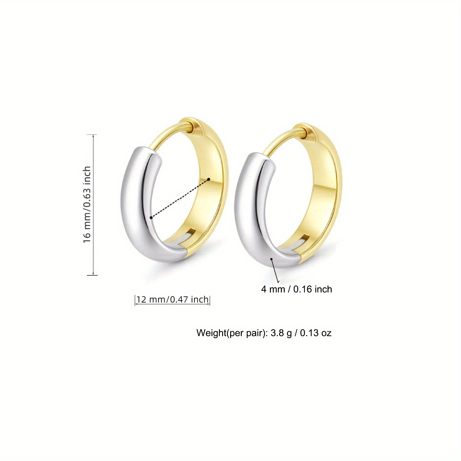 E-shop 1 Paar hochwertige 18K vergoldete, verblassungsgeschützte Edelstahl-Creolen, hypoallergener 316L-Ohrstift, eleganter, trendiger, bezaubernder,