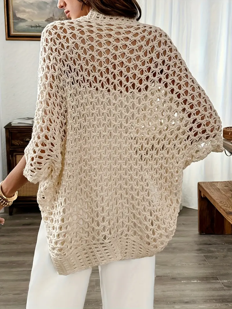 womens elegant open cardigan with batwing sleeves loose fit and lace design for spring and summer details 25