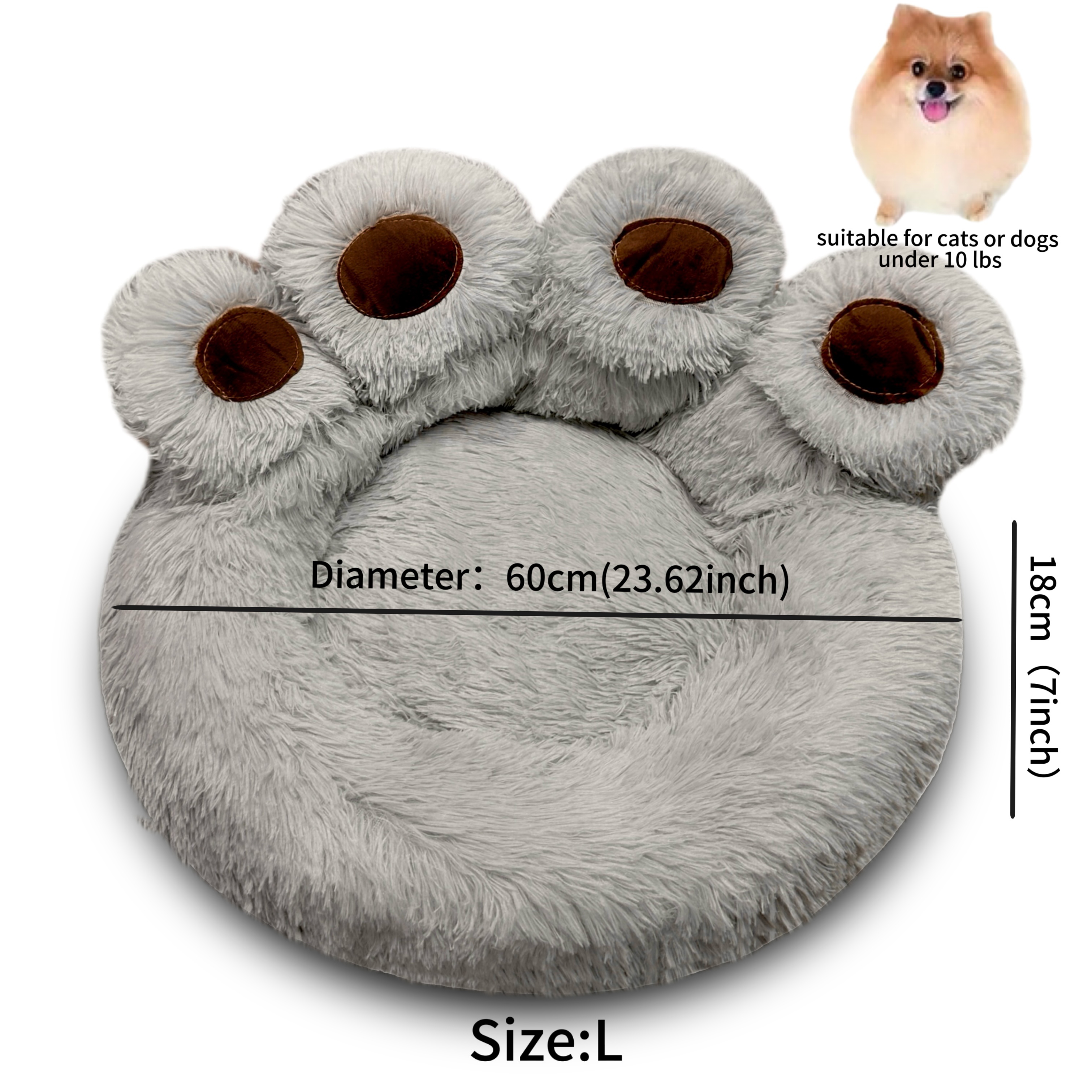 deluxe   plush pet bed ultra soft   fur round lounger for dogs cats warm and calming donut nest with anti slip bottom thick pp filling machine washable   small medium large breeds all year round Product details 11