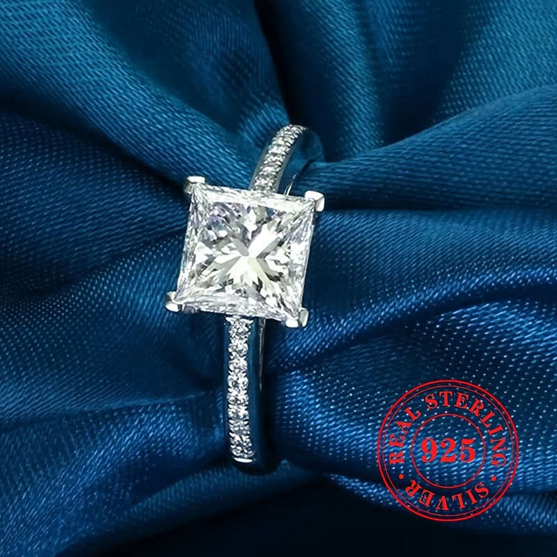 Princess Cut CZ Engagement Wedding Ring S925 Sterling Silver