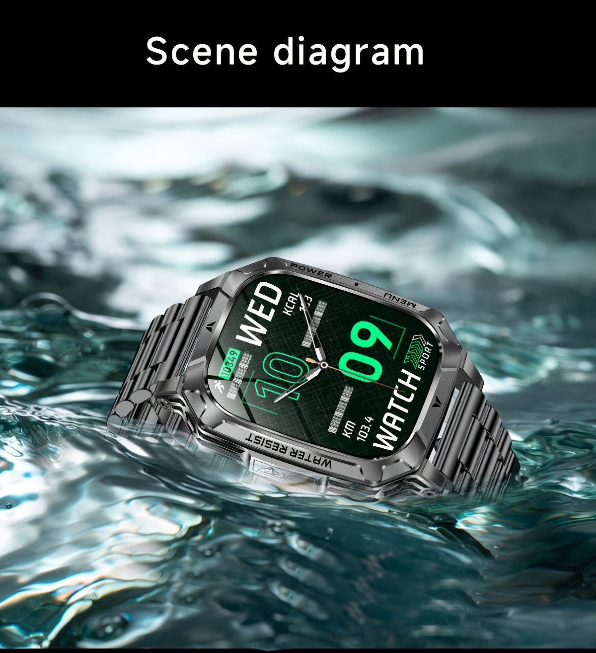 Heren Sport Smartwatch met 1400mAh Batterij & 120 Dagen Standby, 5.11cm Full-Touch HD Scherm, Dual-Color SOS LED Zaklamp (Rood+Wit), 120+ Sportmodi, IPX8 Waterdicht, Cadeau voor Hem