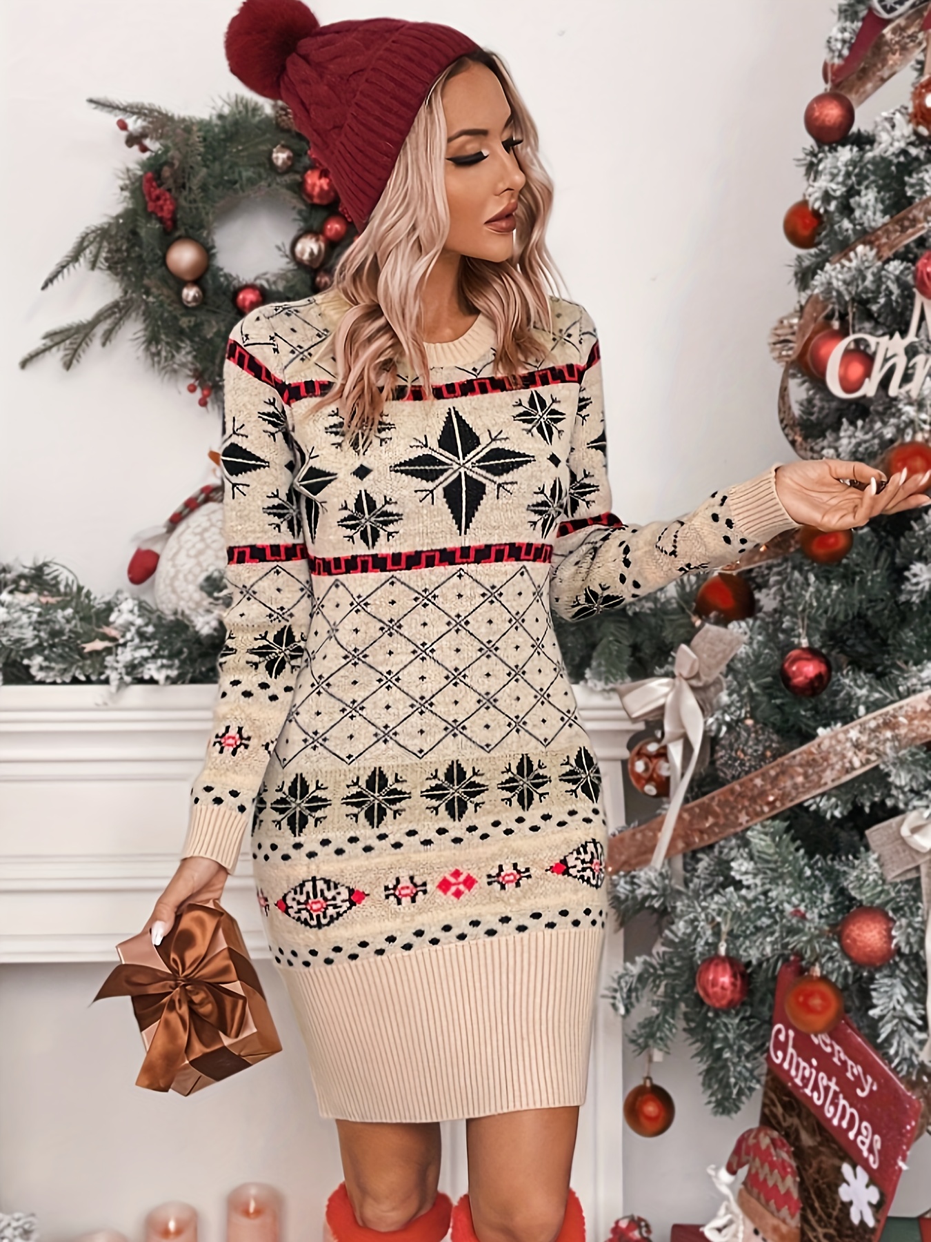 Elegant Directional Dress Design, a Unique *-Length Christmas Dress