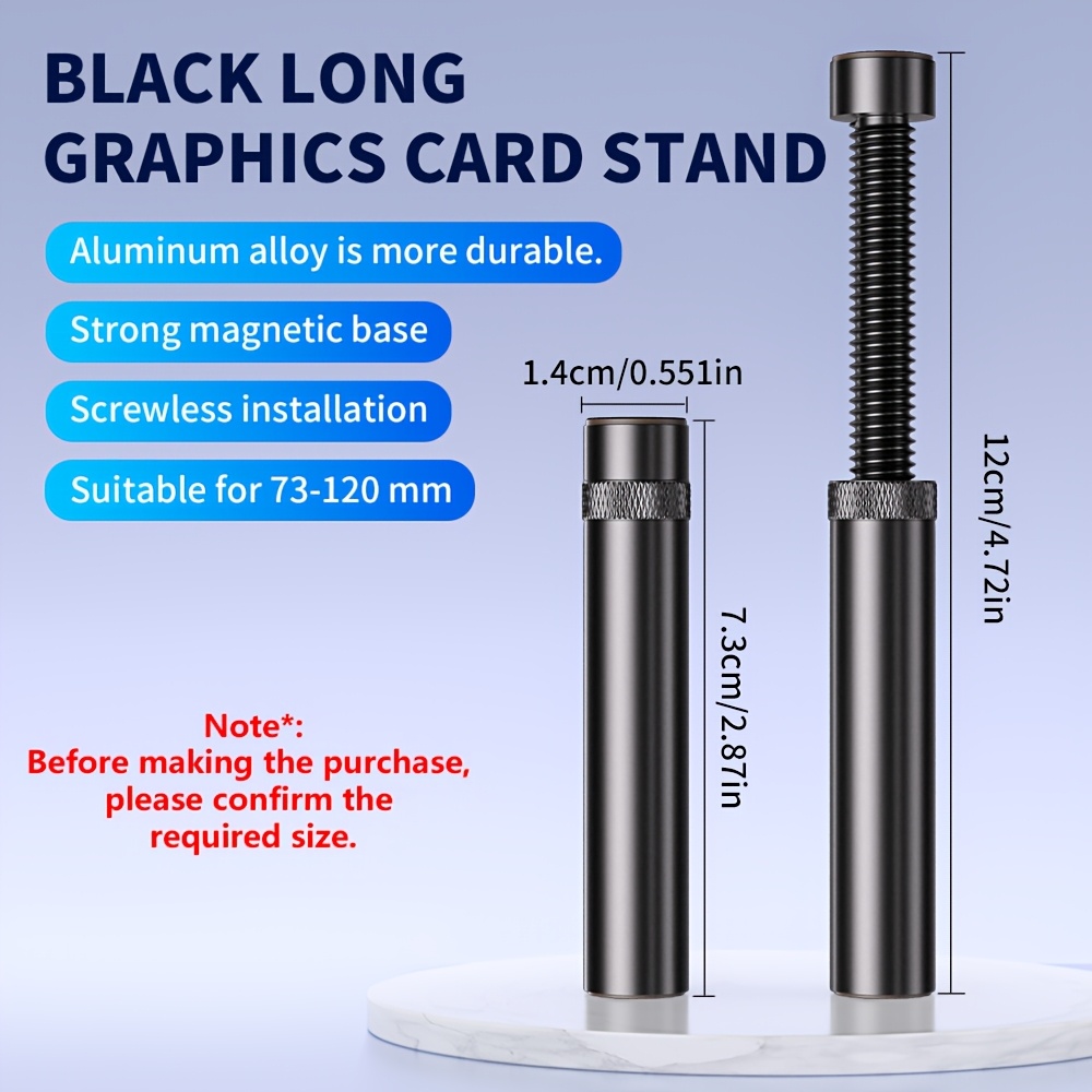 TEMU Spiral Telescopic Graphics Card Bracket Height-adjustable Magnetic Base - Anti-bend Gpu Bracket Anti-sag Gpu Support Compatible With Various